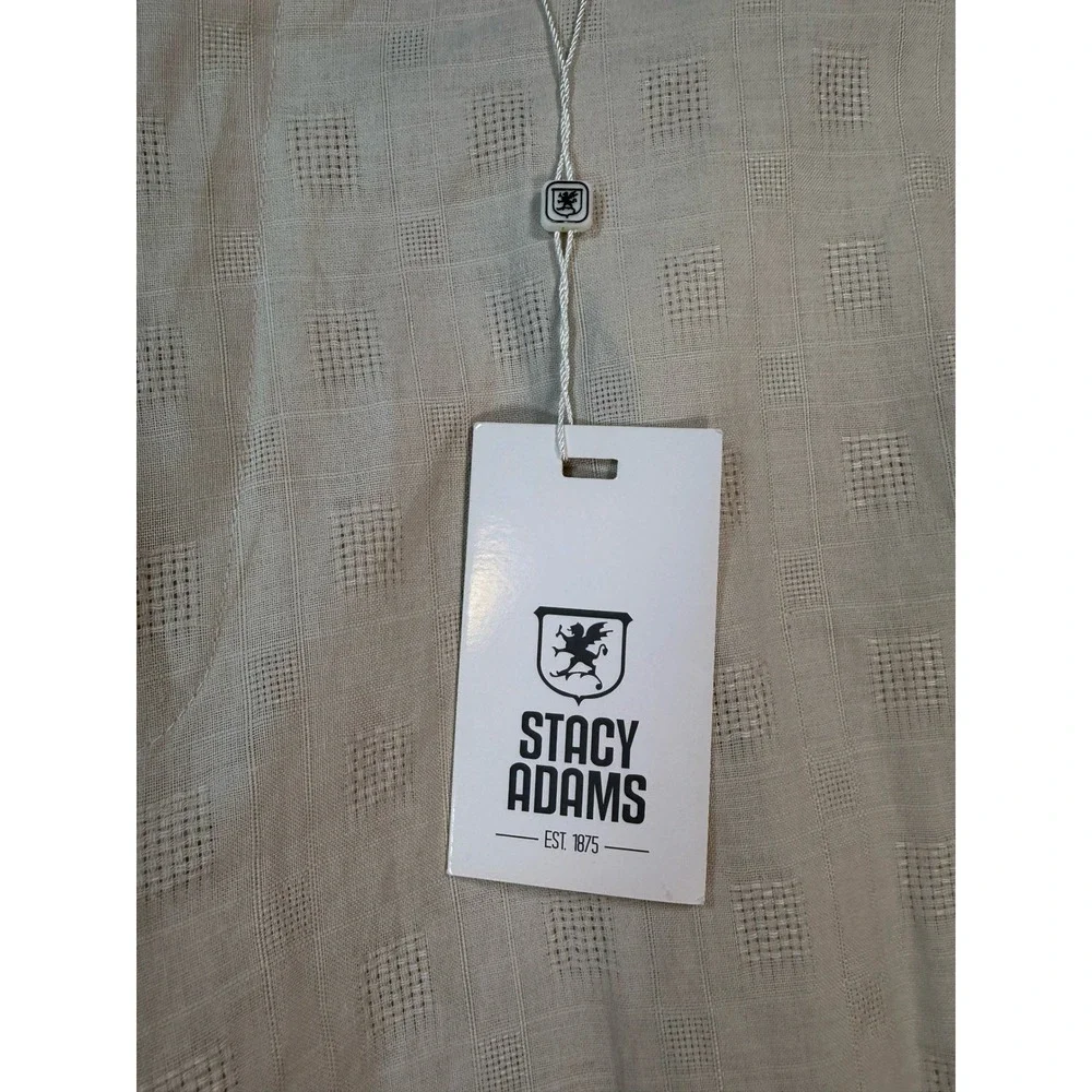 Stacy Adams Mens 100% Linen Textured Square Dress Pants Natural Beige 34x32 NEW
